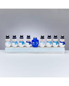 Hand-Painted Resin Snowmen and Dreidel Menorah