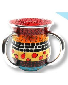 Hadarya Hand Painted Washcup - Red Colors
