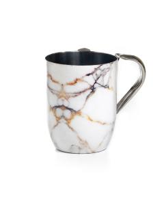 Stainless Enamel Wash Cup - Marble White Design