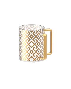 Clear Acrylic Washing Cup in Gold Design w/ Gold Handles