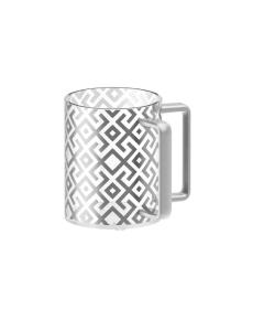 Clear Acrylic Washing Cup in Silver Design w/ Silver Handles