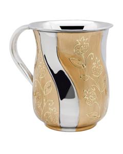 Stainless Steel Washing Cup  -  Gold & Floral