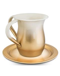 Gold & Cream Washing Cup and Plate Set