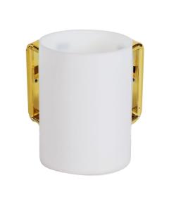 Acrylic Washing Cup White With Gold Handles
