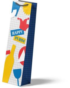 Colorful Happy Purim Wine Bags - 12/Pk