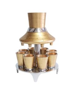 Aluminum Fountain Set 8 Cups Gold Brick Design