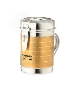 Stainless Steel Brick Design Shul Tzedakah Box/Pushka-Gold