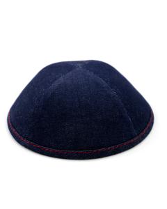 Blue Denim Red Stitching Yarmulke Size 3