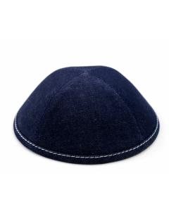 Blue Denim White Stitching Yarmulke Size 2