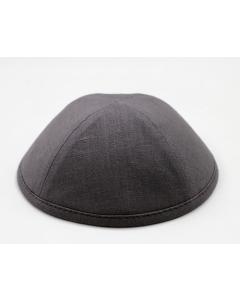 Grey Linen Yarmulke Size 4