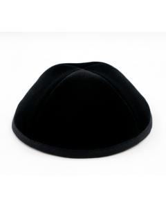 Black Velvet Yarmulke Black Stitching Size 3