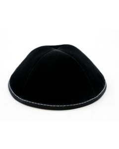 Black Velvet Yarmulke Grey Stitching Size 4