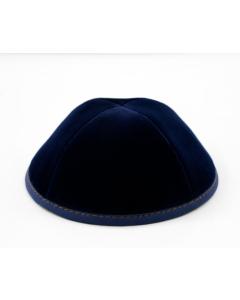Navy Velvet Yarmulke Camel Stitching Size 2