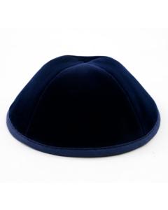 Navy Velvet Yarmulke Navy Stitching