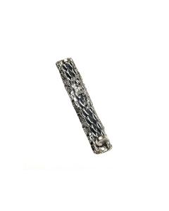 Silver-Plated Black Spiral/Jerusalem Mezuzah