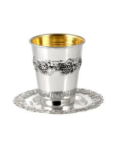 Sterling Silver Kiddush Cup & Tray Set – Grapes