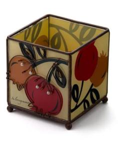 Painted Glass & Metal Memorial Candle Holder