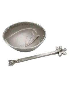 Pewter Honey Bowl and Dipper