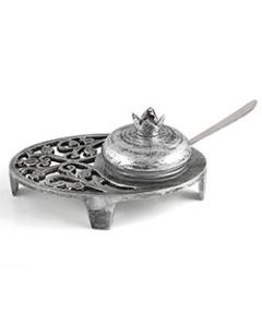 Antique Silver and Glass 4 Piece Honey Dish – Pomegranates