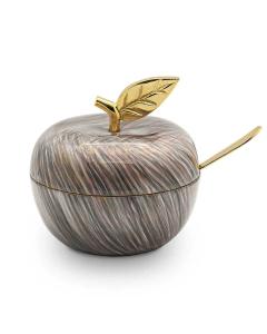 Apple Shape Honey Dish Nickel Plated with Permanent  Design Decal