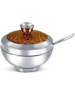 Honey Dish Nickel Plated with Gold Enamel