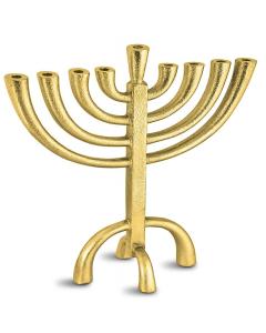 Transitional Menorah with Modern Rough Finish - Gold
