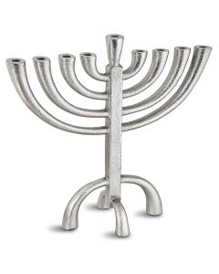 Transitional Menorah with Modern Rough Finish - Silver