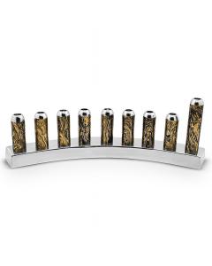 Modern Aluminum Bullets Menorah with Marble Decal - Gold