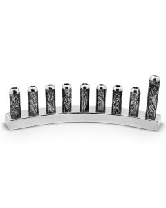Modern Aluminum Bullets Menorah with Marble Decal - Silver