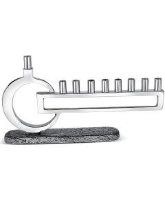 Elegant Aluminum Modern Menorah with Marble Decal Base