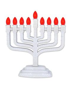 White Plastic LED Electric Menorah - Knesset-Style