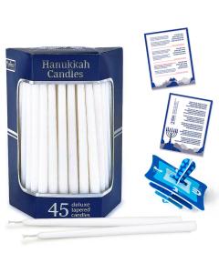 Deluxe White Tapered Hanukkah Candles