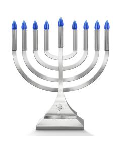 LED Medium Classic Chanukah Menorah - Metallic Silver