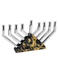 Modern Black and Gold Marble Candle Menorah