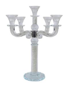 "Classic Style" 5 Branch Clear Filling Crystal Candelabra 15.5"H