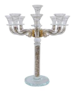 "Classic Style" 9 Branch Gold Filling Crystal Candelabra 18.5"H