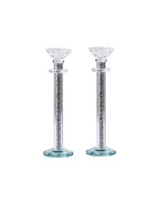 Crystal Candlesticks with Crushed Stones