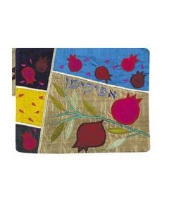 Raw Silk Afikoman Cover- Pomegranates multicolor