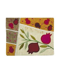 Raw Silk Afikoman Cover- Pomegranates gold