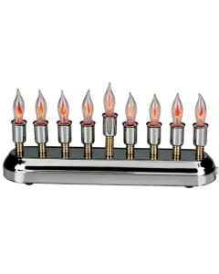 Contemporary Highly Polished Chrome Plated Electric Menorah with Flickering Bulbs
