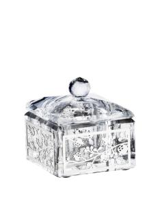 Crystal Honey Dish With Silver Pomegranates