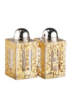 Salt And Pepper Set Jerusalem Gold W Broken Glass