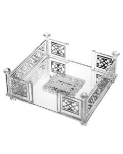 Matzah Holder Square Crystal & Silver