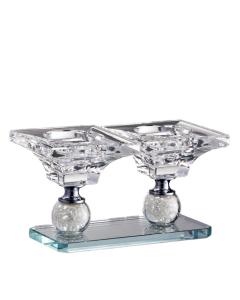 Crystal Candle Holder Set Broken Glass