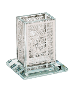 Crystal Havdalah Holder With Silver Plate