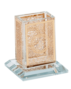 Crystal Havdalah Holder With Gold Plate