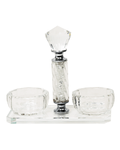 Salt & Pepper Holder Crystal With White Stones