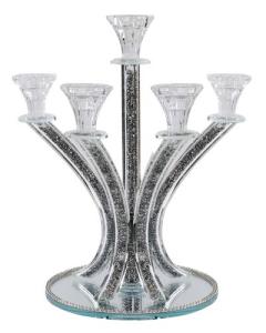 Candelabra 5 Silver Stones 14"