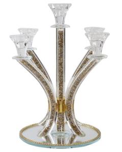 Candelabra 5 Gold-Silver Stones 14"