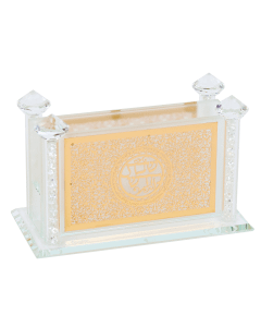 Matt Crystal Match Box With Gold Lekavod Shabbat